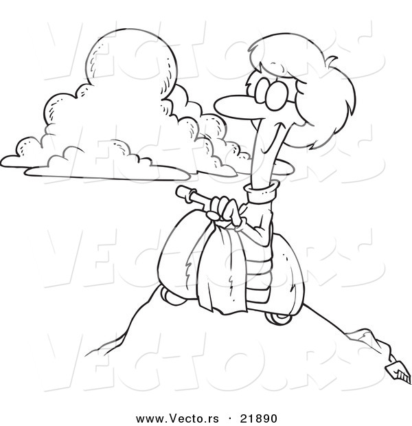 Vector of a Cartoon Mountain - Outlined Coloring Page