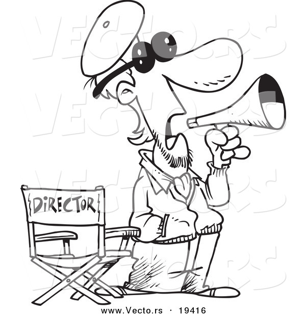 Vector of a Cartoon Movie Director - Outlined Coloring Page