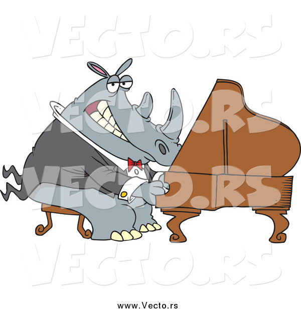 Vector of a Cartoon Musical Rhino Pianist