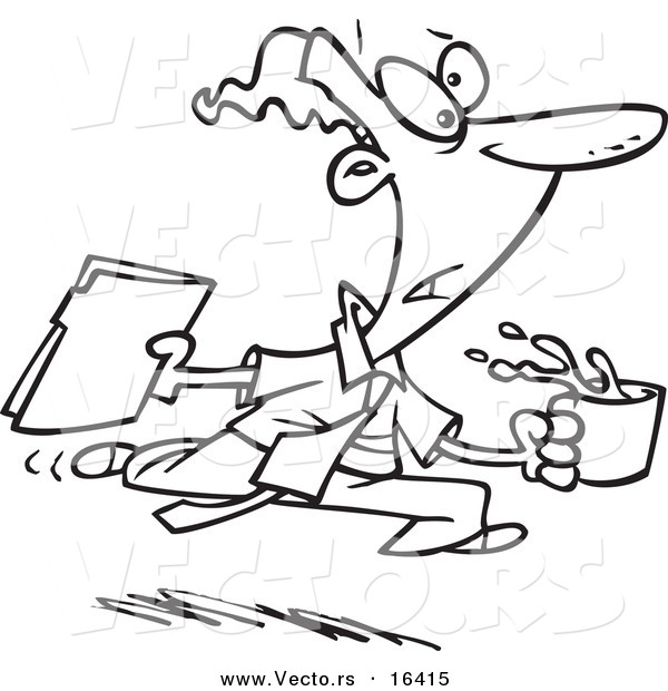 Vector of a Cartoon Office Gofer Assistant - Outlined Coloring Page Drawing