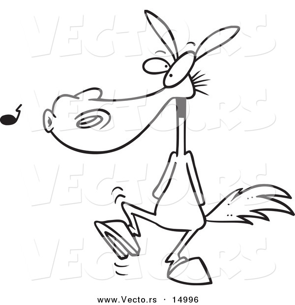 Vector of a Cartoon One Trick Pony - Coloring Page Outline