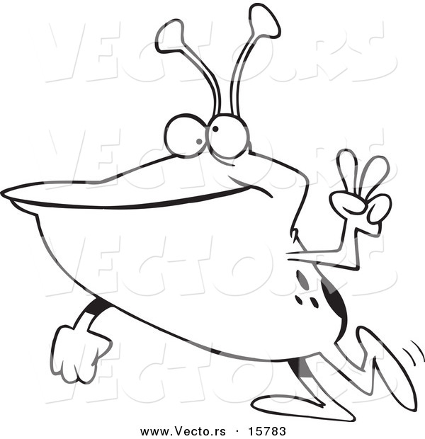 Vector of a Cartoon Peaceful Alien - Outlined Coloring Page Drawing