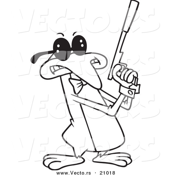 Vector of a Cartoon Penguin Agent - Coloring Page Outline