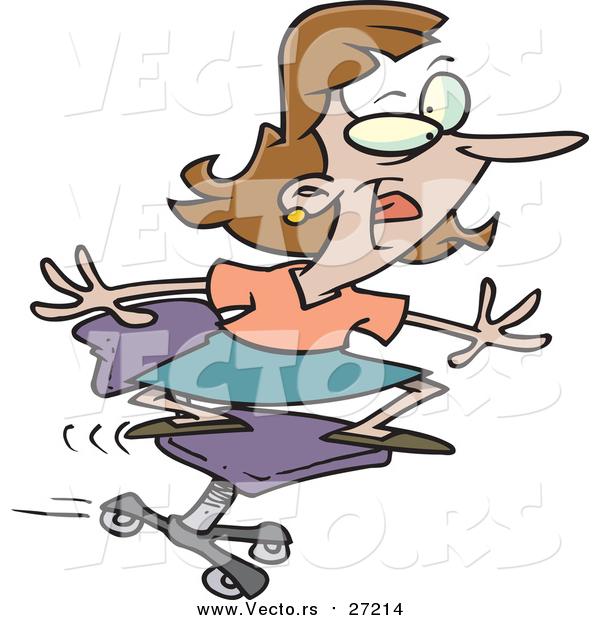Vector of a Cartoon Playful Business Woman Surfing on Her Office Chair