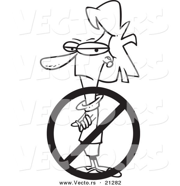 Vector of a Cartoon Prohibited Businesswoman - Outlined Coloring Page