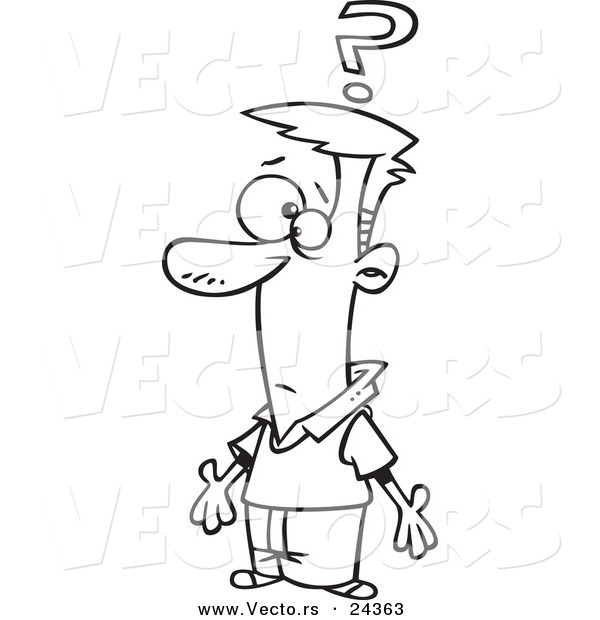 Vector of a Cartoon Puzzled Man - Outlined Coloring Page