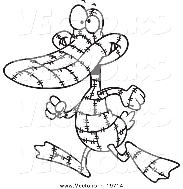 Vector of a Cartoon Quilted Duck - Outlined Coloring Page