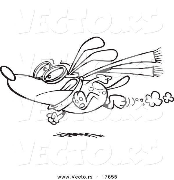 Vector of a Cartoon Race Dog Running by - Coloring Page Outline