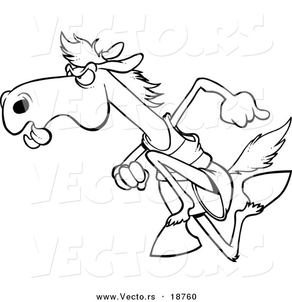 Vector of a Cartoon Racing Horse - Outlined Coloring Page