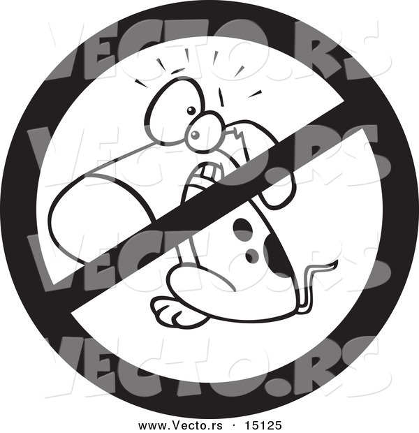 Vector of a Cartoon Restricted Dog Sign - Coloring Page Outline