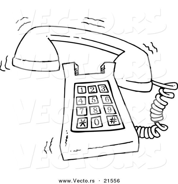 Vector of a Cartoon Ringing Desk Phone - Outlined Coloring Page