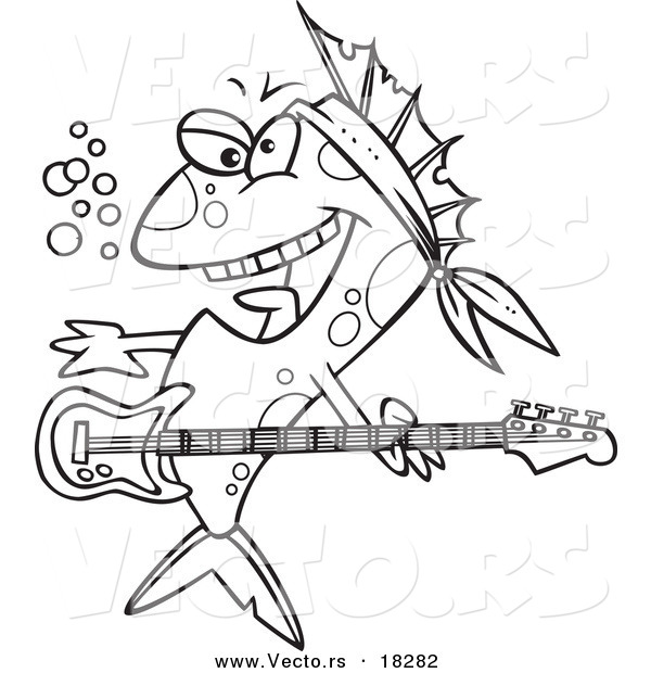 Vector of a Cartoon Rocker Fish - Outlined Coloring Page