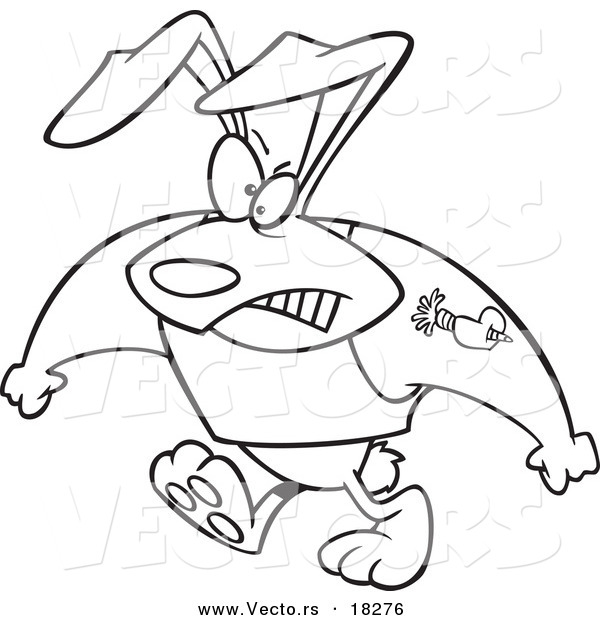 Vector of a Cartoon Rogue Rabbit - Outlined Coloring Page