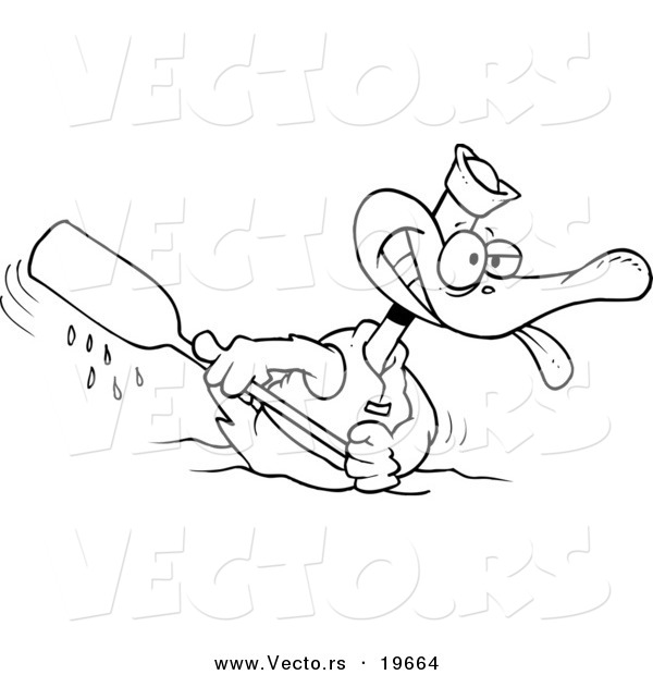Vector of a Cartoon Rowing Duck - Outlined Coloring Page