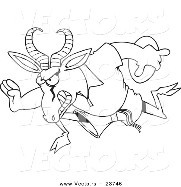 Vector of a Cartoon Rugby Antelope Springbok - Coloring Page Outline