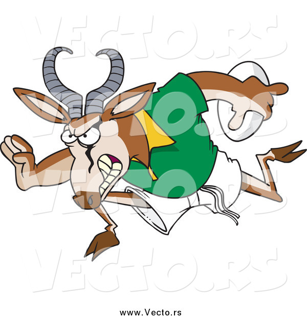 Vector of a Cartoon Rugby Antelope Springbok Running