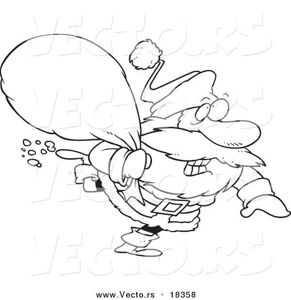 Vector of a Cartoon Rushed Santa - Outlined Coloring Page