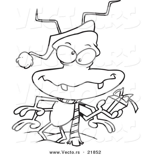 Vector of a Cartoon Santa Bug - Outlined Coloring Page