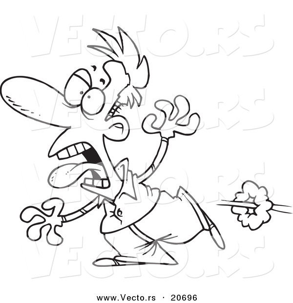 Vector of a Cartoon Scared Man Running - Coloring Page Outline