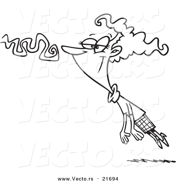 Vector of a Cartoon Scent with a Woman in Its Clutches - Outlined Coloring Page
