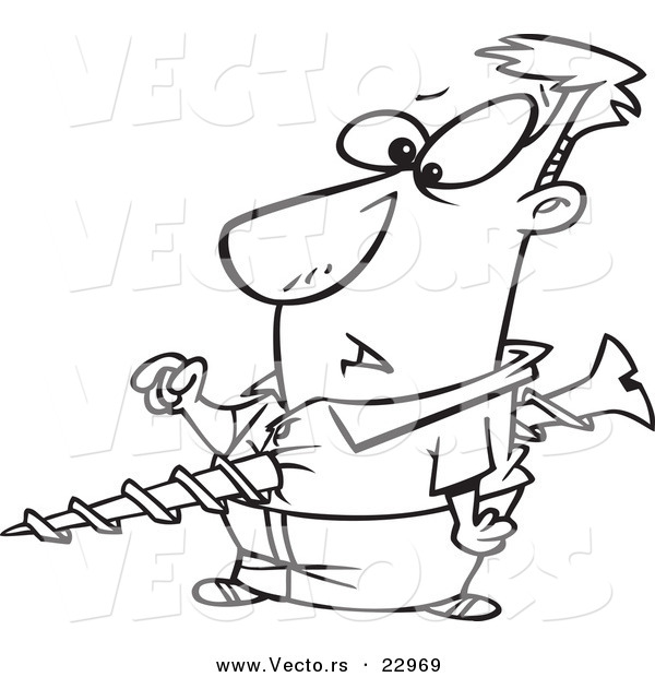 Vector of a Cartoon Screwed Guy - Coloring Page Outline