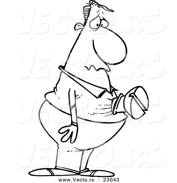 Vector of a Cartoon Screwed Man - Coloring Page Outline