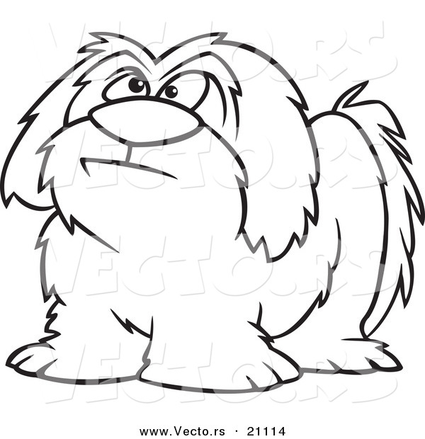 Vector of a Cartoon Shaggy Dog - Coloring Page Outline