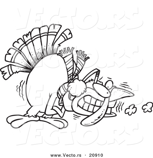 Vector of a Cartoon Shivering Cold Turkey - Coloring Page Outline