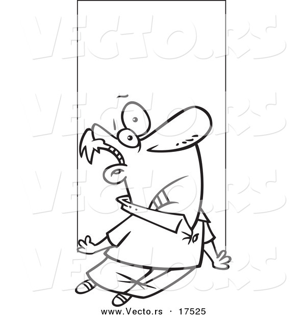 Vector of a Cartoon Shocked Man Being Abducted - Coloring Page Outline