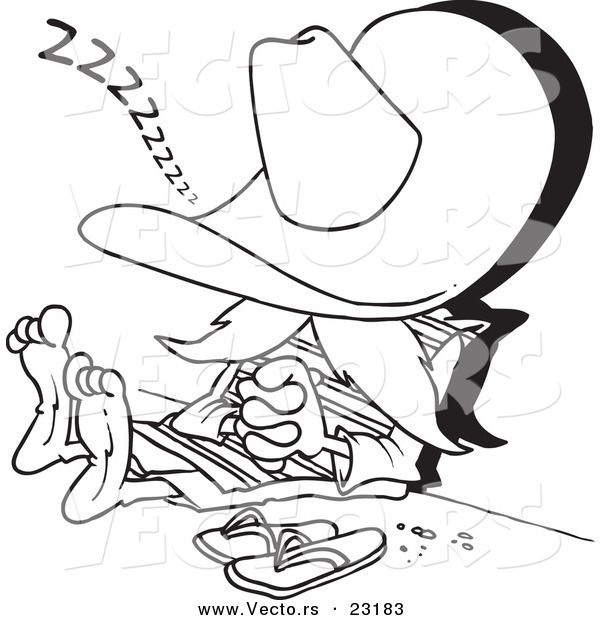 Vector of a Cartoon Siesta Man - Coloring Page Outline