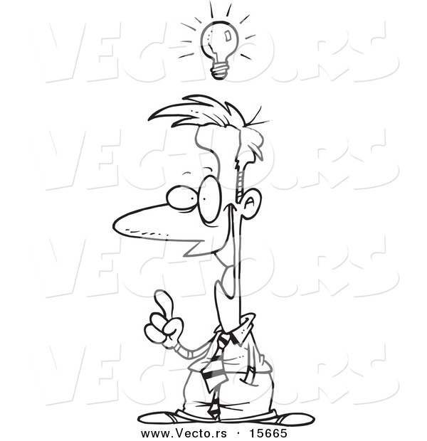 Vector of a Cartoon Smart Businessman - Coloring Page Outline