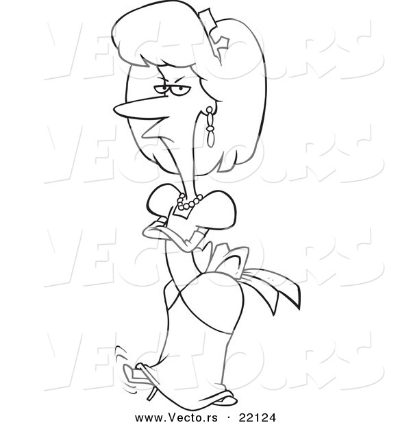 Vector of a Cartoon Spoiled Princess - Outlined Coloring Page