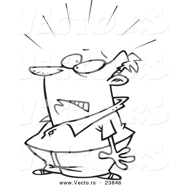 Vector of a Cartoon Startled Man - Coloring Page Outline
