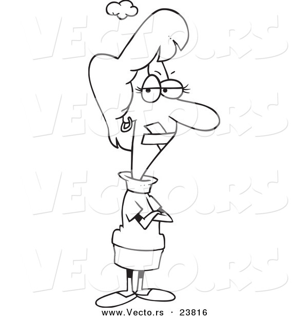 Vector of a Cartoon Stifled Businesswoman - Coloring Page Outline