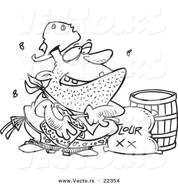 Vector of a Cartoon Stinky Camp Cook - Coloring Page Outline