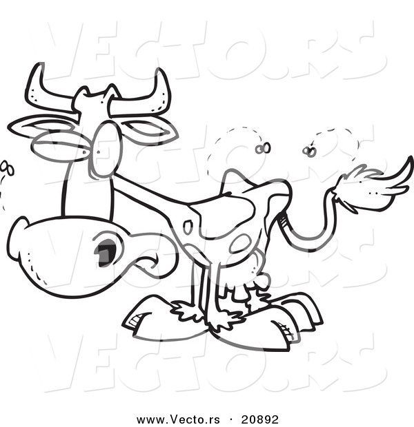 Vector of a Cartoon Stinky Cow - Coloring Page Outline
