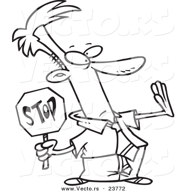 Vector of a Cartoon Stopping Businessman - Coloring Page Outline