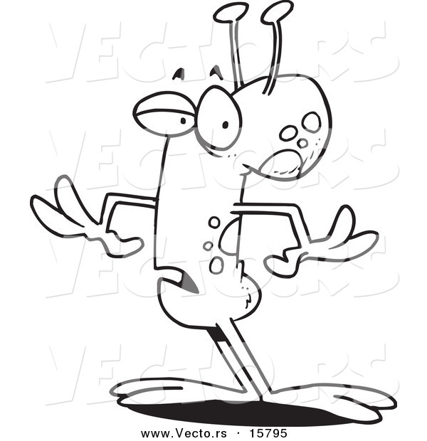 Vector of a Cartoon Strange Alien - Outlined Coloring Page Drawing