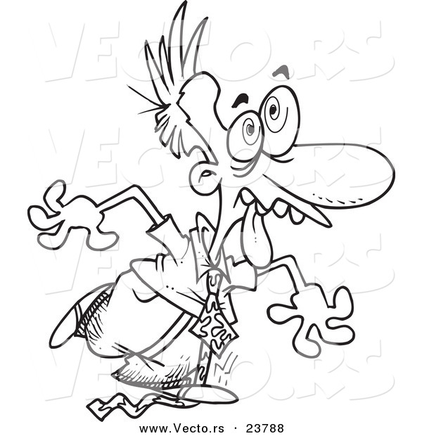 Vector of a Cartoon Stressed Business Man - Coloring Page Outline