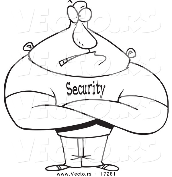 Vector of a Cartoon Strong Bouncer - Coloring Page Outline