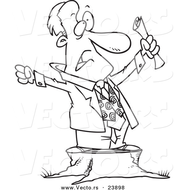 Vector of a Cartoon Stumping Businessman - Coloring Page Outline