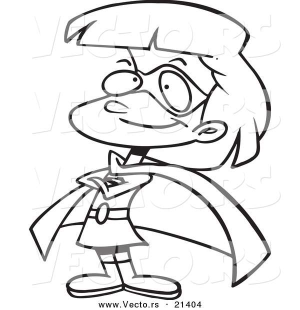 Vector of a Cartoon Super Girl - Outlined Coloring Page