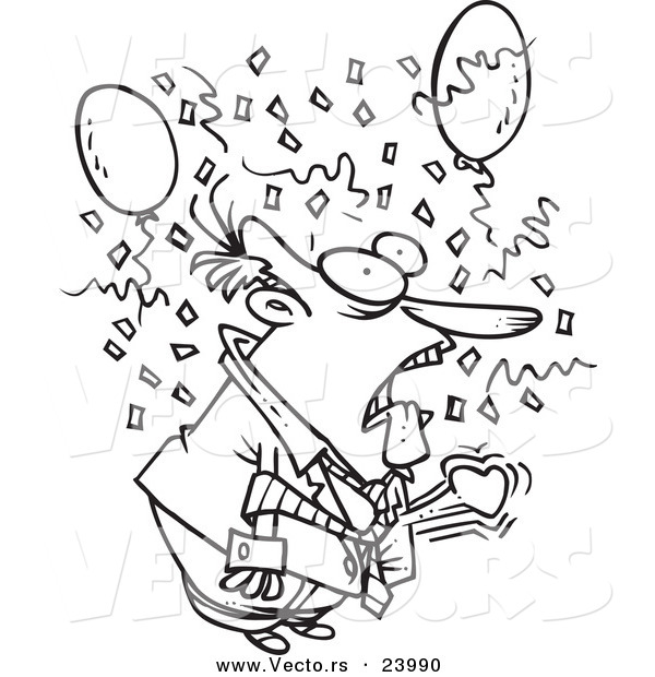 Vector of a Cartoon Surprised Businessman - Coloring Page Outline
