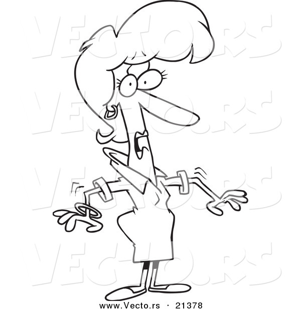 Vector of a Cartoon Surprised Businesswoman - Outlined Coloring Page
