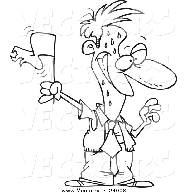 Vector of a Cartoon Surrendering Businessman - Coloring Page Outline