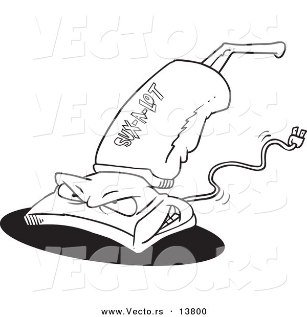 Vector of a Cartoon Sux-A-Lot Vacuum Cleaner - Coloring Page Outline
