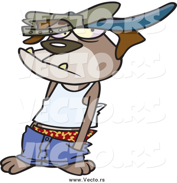 Vector of a Cartoon Teen Boxer Dog Wearing a Hat