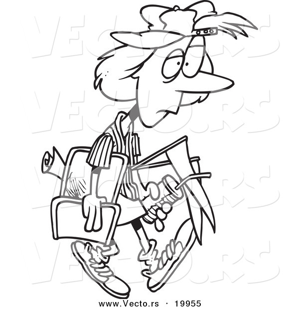 Vector of a Cartoon Tired Soccer Mom - Outlined Coloring Page