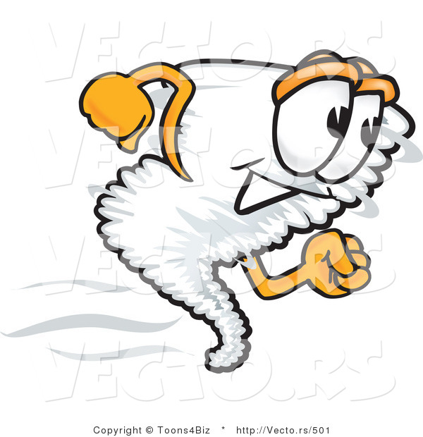 Vector of a Cartoon Tornado Mascot Running Fast