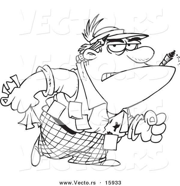 Vector of a Cartoon Tough Editor - Outlined Coloring Page Drawing